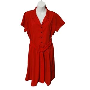 Simon Chang POP dark coral short sleeve buttoned dress size xxl